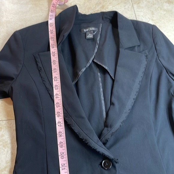 White House Black Market Black Raw Edge Trim Blazer Jacket Women’s Small Button - Picture 7 of 13